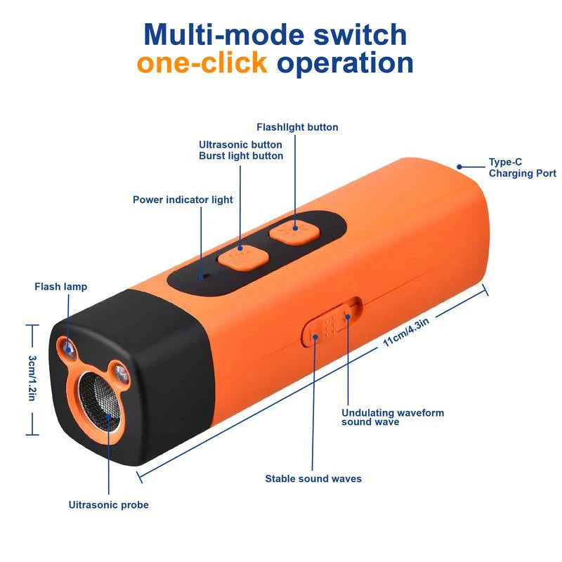 Professional Sonic Emitters Dog Training Tool with LED Flashlight