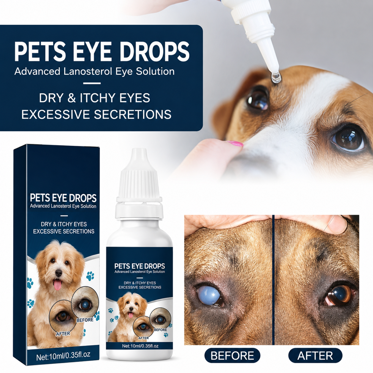 Pet Eye Drops for Dog & Cats Lanosterol Solution